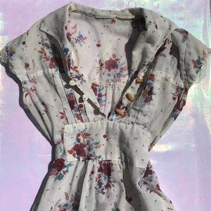 Sheer Vintage Floral Cream Dress